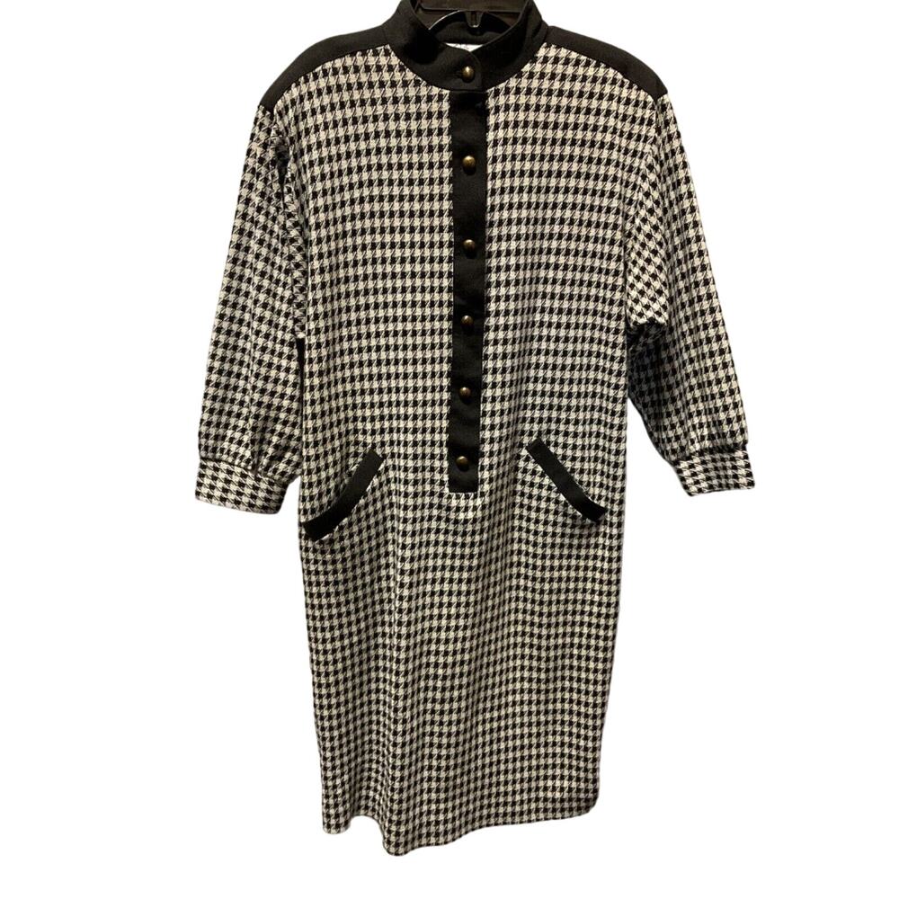 Vintage Willi of California Dress Size 8, Black/White, 3/4 Sleeve, Pockets‎